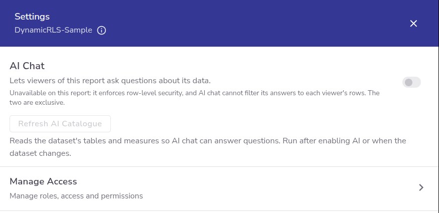AI Chat unavailable on an RLS report