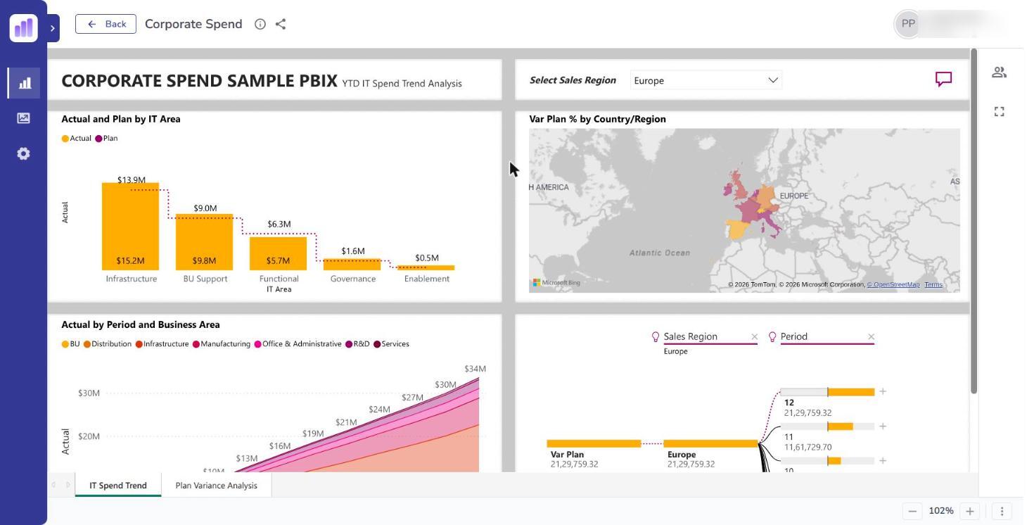 A Power BI report open in the viewer