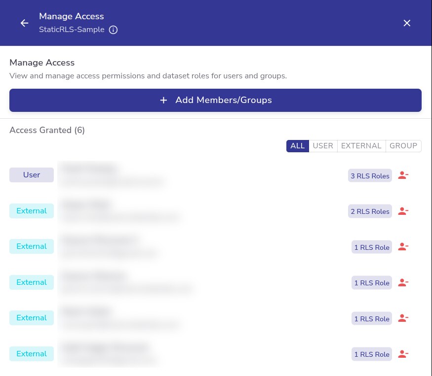Manage Access on an RLS report