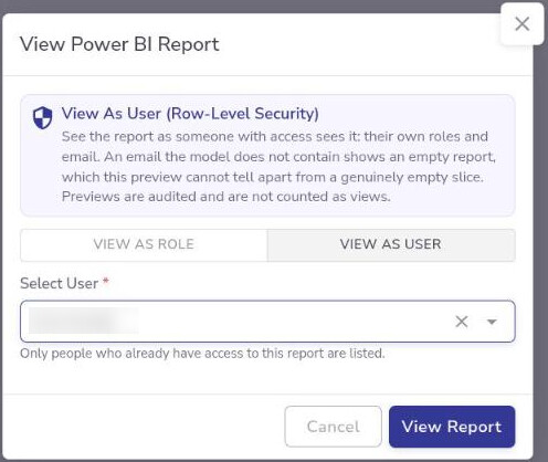 View as user, choosing whom to preview as